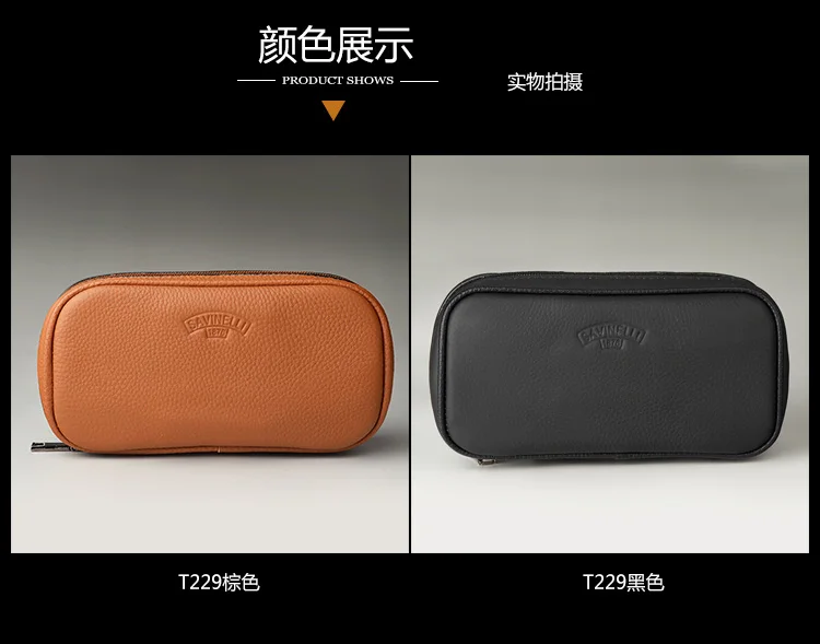 Savinelli Multifunctional Tobacco Pipe Bag(Hold 3 Pcs) Cowhide Leather Pipe Holder Smoking Accessories Father's Day Gift For Him