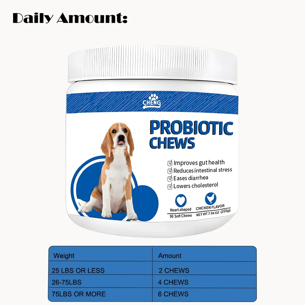 Pet Probiotic Nutritional Soft Chews-Boost Gut Health, Reduce Intestinal Stress, Alleviate Diarrhea, and Lower Cholesterol