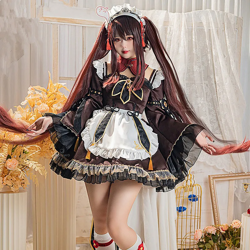 

Hu Tao Maid Dress Cosplay Costume Hot Game Genshin Impact Women Activity Party Role-playing Clothing for Girls Sizes S-XL New