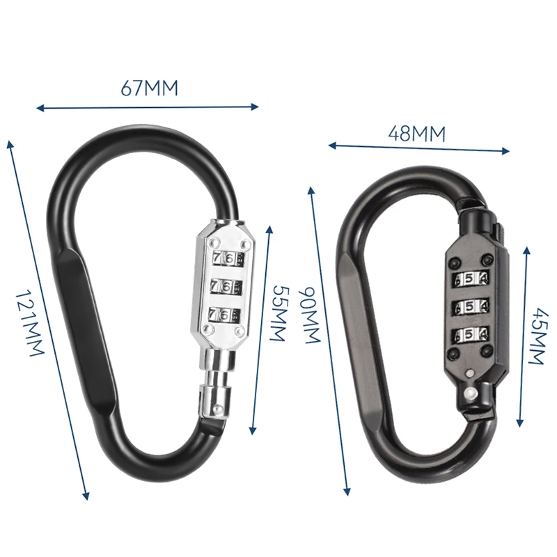 Combination Locking Carabiner Clip Hook Password Resettable Keyless Padlock Key Chain Buckle Backpack Outdoor Travel Padlocks