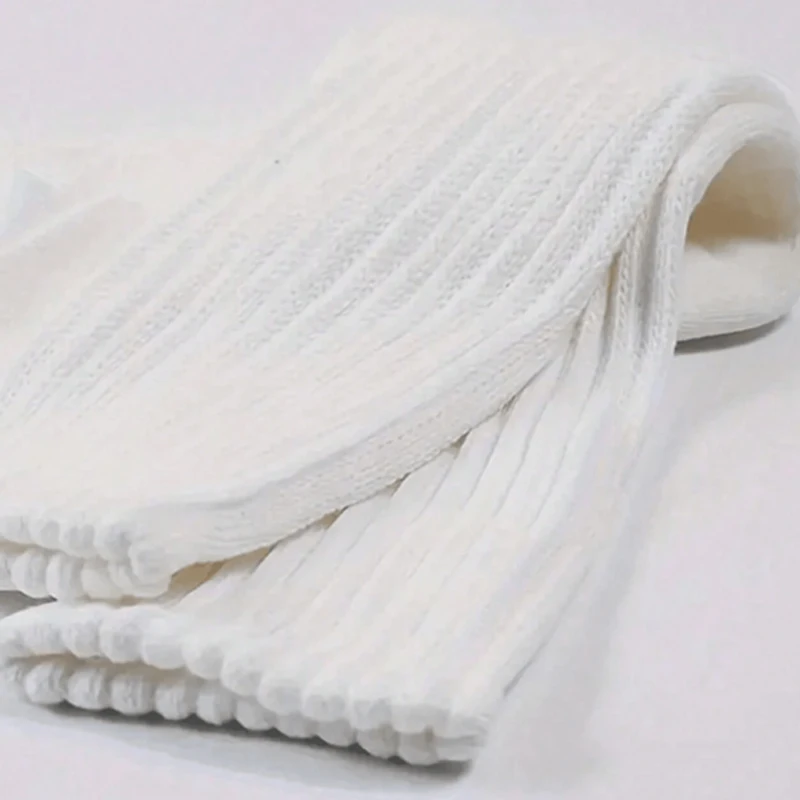 3 Pairs Women Pile Up Socks Fashionable Trendy Versatile White Solid Color Basic Socks Comfortable Breathable Mid Length Socks - 5