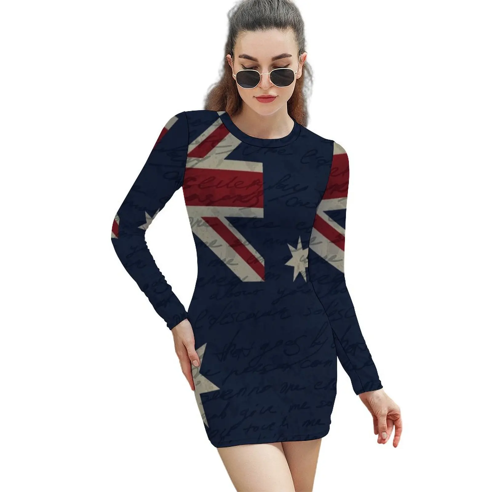 

Vintage Australian flag Long-Sleeved Sheath Dress Women long dress women's clothing korea stylish dress women elegant luxury