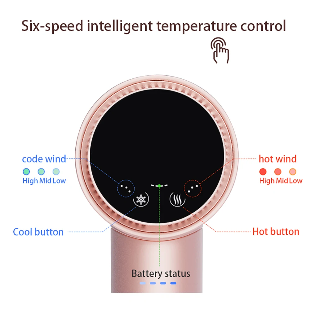 New Cordless Hair Dryer Touch Screen Control Portable for Travel Home Wireless Blower 15000mAh 300W Hot and Cool Air Strong Wind 2