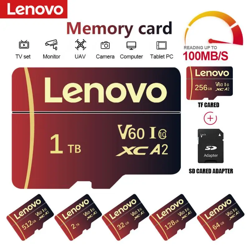 Lenovo 2Tb Sd Memory Card 64Gb 128Gb Sd/Tf Flash Card Mini Sd Card Uhs-1 Flash Memory Card Con Pacchetto Adattatore Sd Gratuito