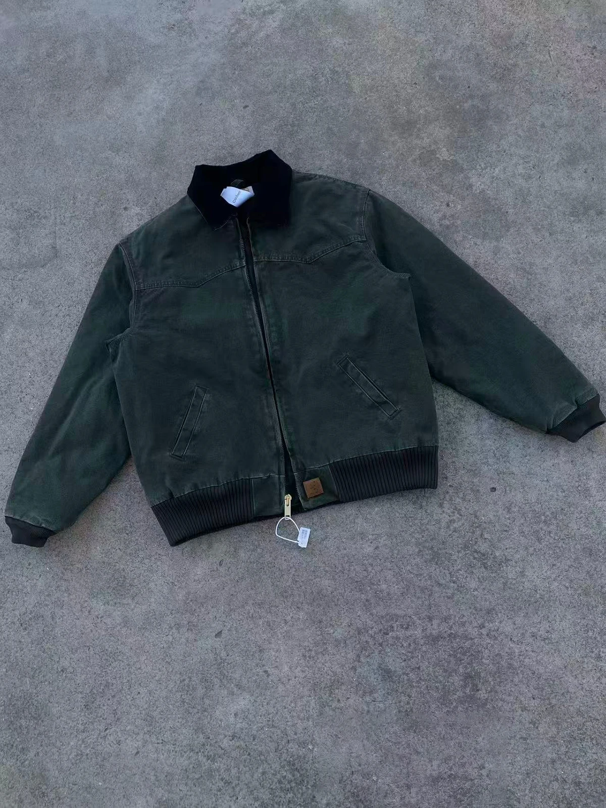 Heavyweight Canvas Waed Cotton Jaet Zipper Loose Fit Collared Coat Durable Youthful Warmth American Casual Sle