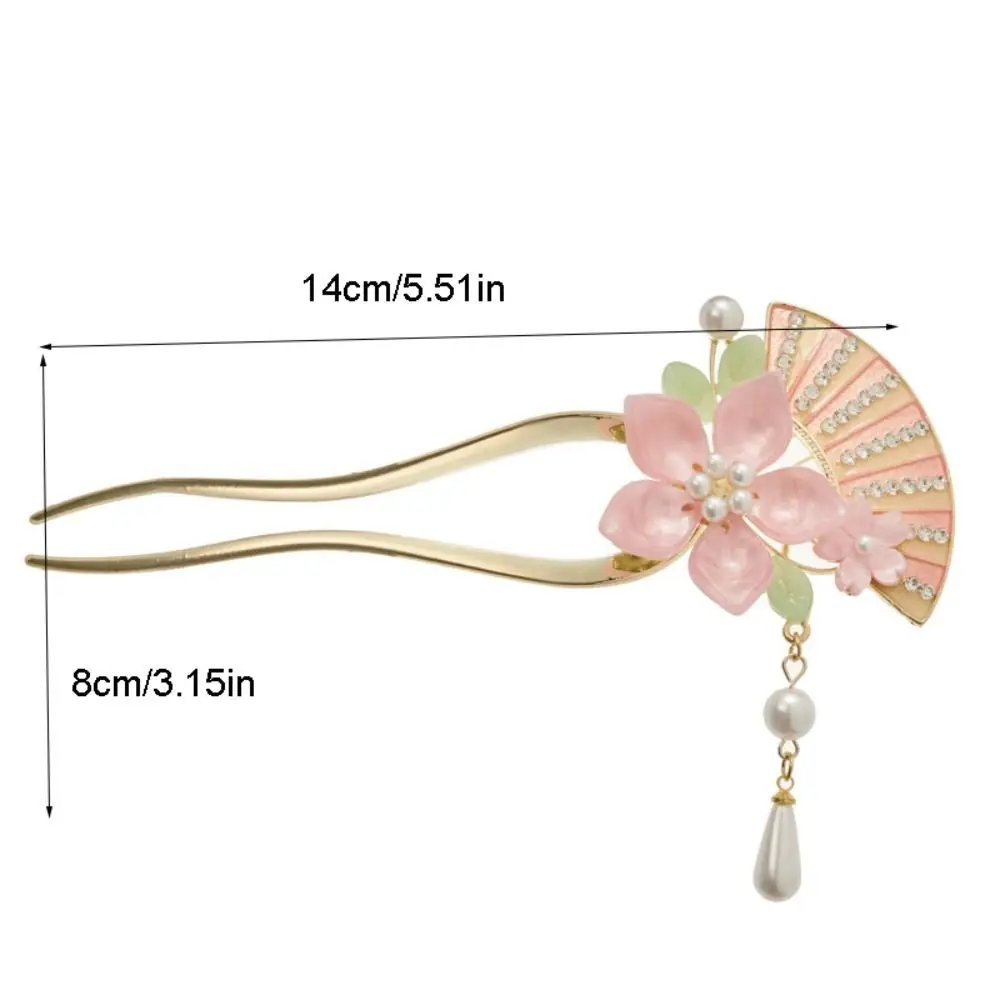 Classic Floral Flowers Hair Stick Tassel Butterfly U Shaped Hair Stick Hair Accessories Metal Hanfu Hair Stick Girl