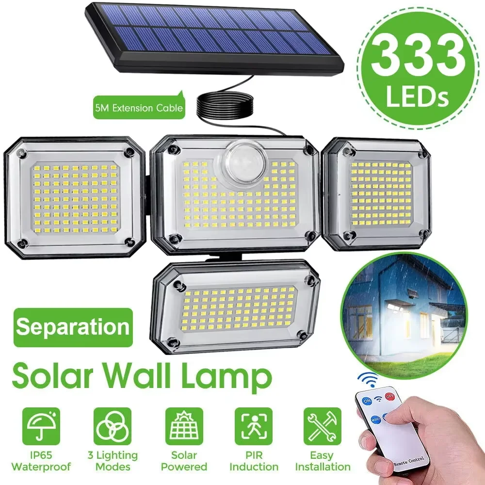 Solar Outdoor Light 122/333 LED Solar Security Flood Light 3 Modes Adjustable Lighting Street For Garage Garden Patio solar light