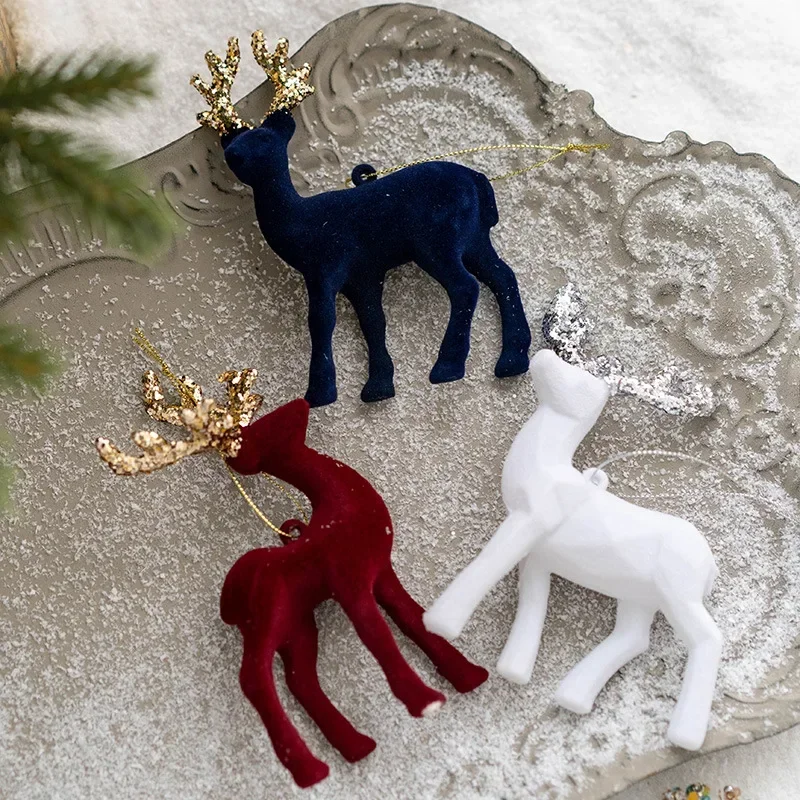 2025 Christmas Reindeer Elk Figurine Decoration Table Xmas Tree hanging Elk Ornament for Home Decor New Year Party Navidad gift