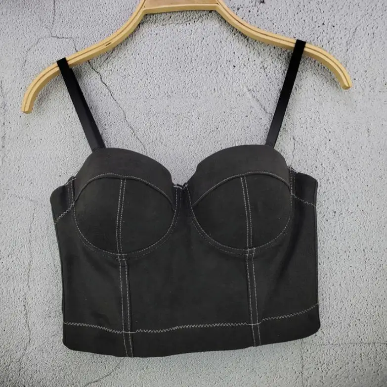 Bustier Top High Quality Cool Black PU leather Bralet Women's Bustier Bra Night Club Party Cropped Tube Top for women camisole women's Tanks & Camis