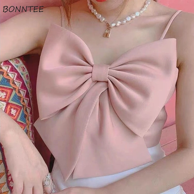 Camisole Women Design All-match Bow Sexy Night Club Cropped Slim Korean  Style Summer Solid Sweet Streetwear Harajuku Youth New - AliExpress