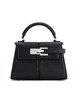 Trapezoidal bag new leather women's bag senior cross-body bag Fashion niche hand bag commuter bag