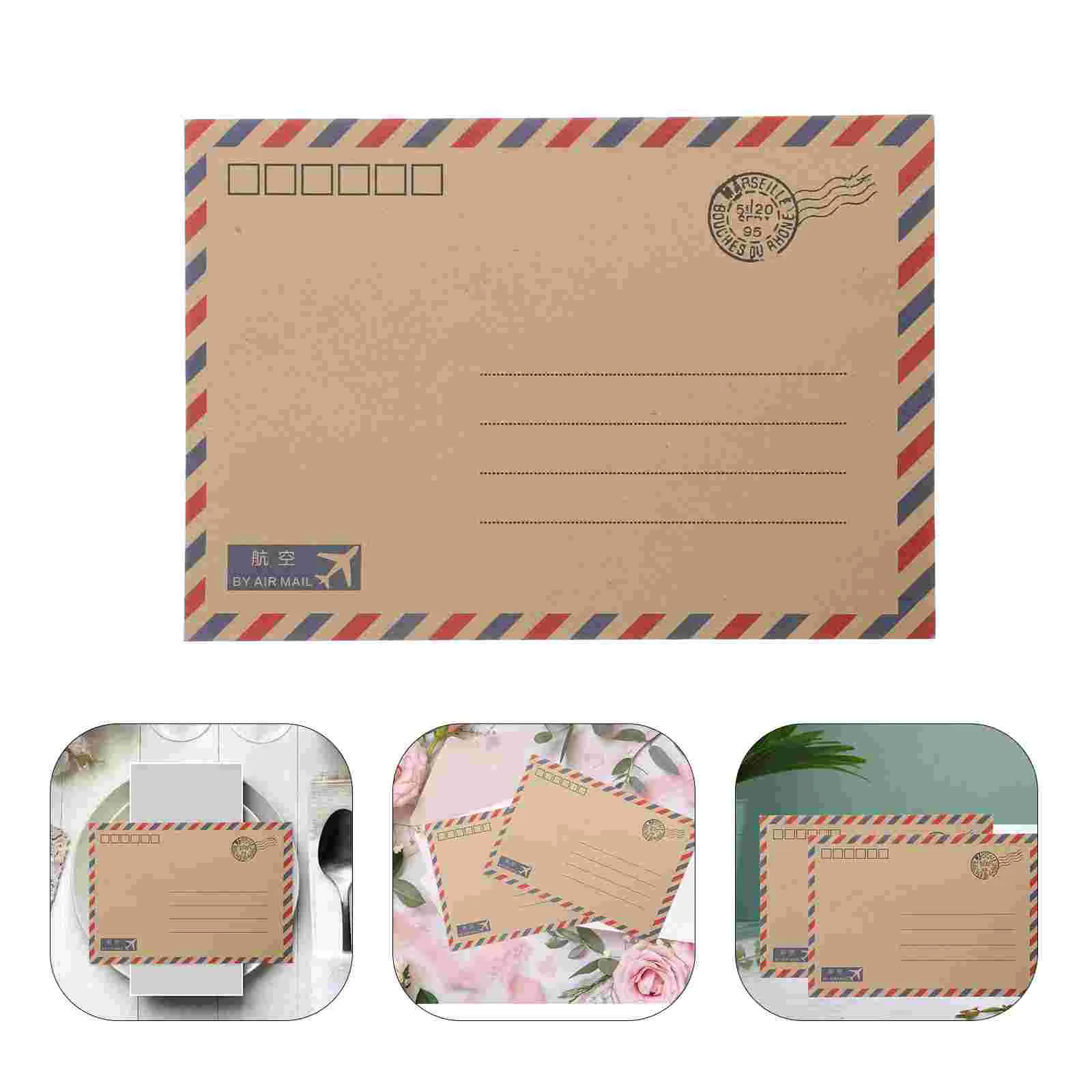 48 Pcs Vintage Envelope Paper Retro Airmail Stationery Set Invitation Envelopes Greeting Cards Postcard Plain Letter Paper