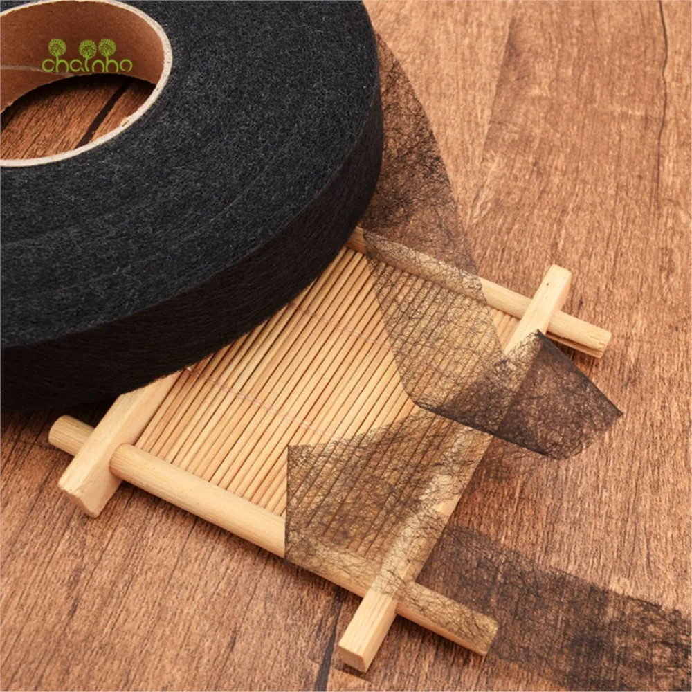 Chainho,Double Faced Adhesive Fabric For DIY Accessories Cloth,Interlining Fabric,From 1cm to 3cm,Black & White,60 Yards,CB05