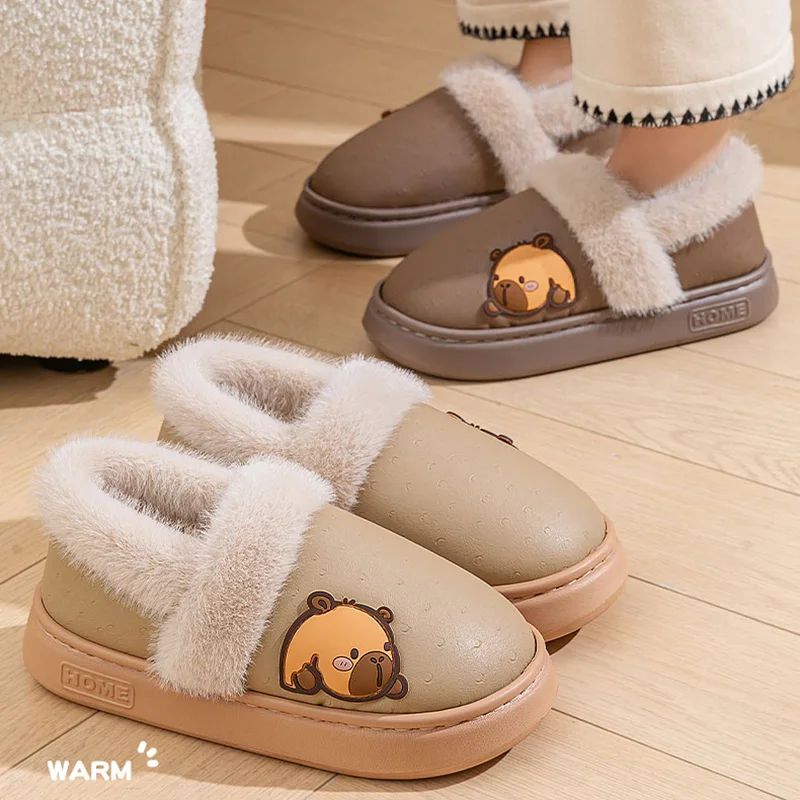 Capibala Waterproof Cotton Padded Shoes Women Indoor Lightweight Soft Sole Warm Plush Slipeprs Woman Outdoor Non Slip Snow Boots