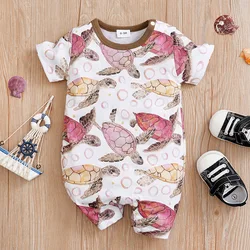 Newborn Baby Clothes Animal-Print Fashion Infant Jumpsuit Toddler Short Sleeve One-piece Pajamas Girl Boy Bodysuit Summer Romper