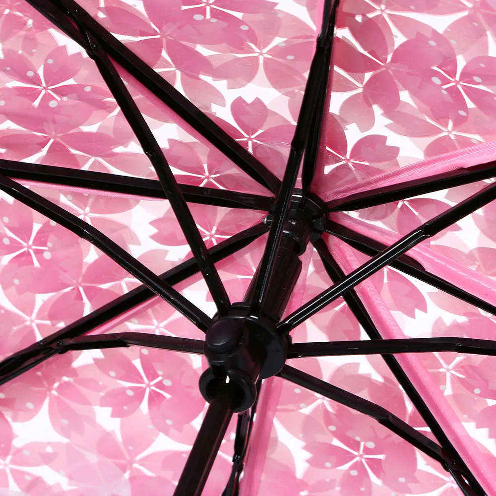 Description Picture 4 of itemNew Folding Umbrella Transparent Sakura Anti-literature Folding Umbrella Wind And Water Resistant Umbrella