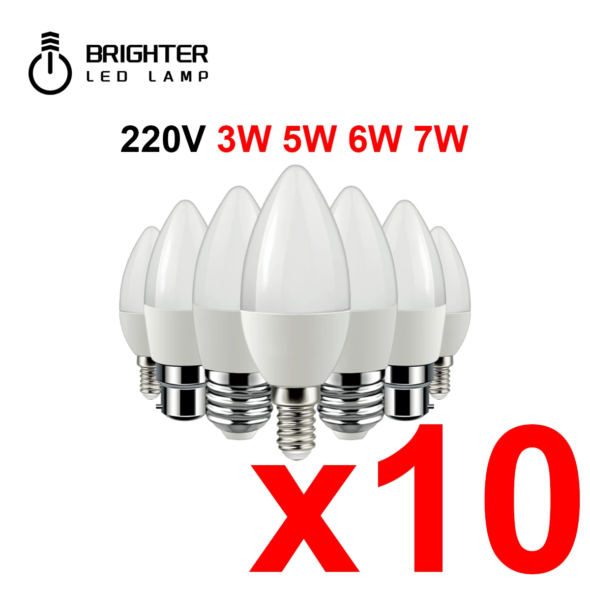 

10 Piece Led Candle Bulb C37 3w 5w 6w 7w Warm White Cold White Day Light B22 E14 E27 AC220v-240v 6000k For Home Decoration Lamp