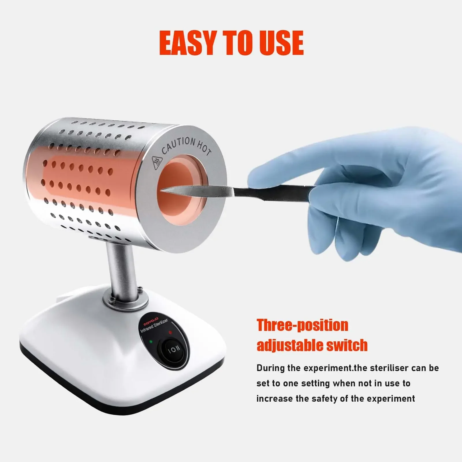 Lab Infrared Sterilizer 14/35mm High Tempurature Inoculation 400&deg;C/825&deg;C for Scalpel Needle Inoculating Loop Vaccination