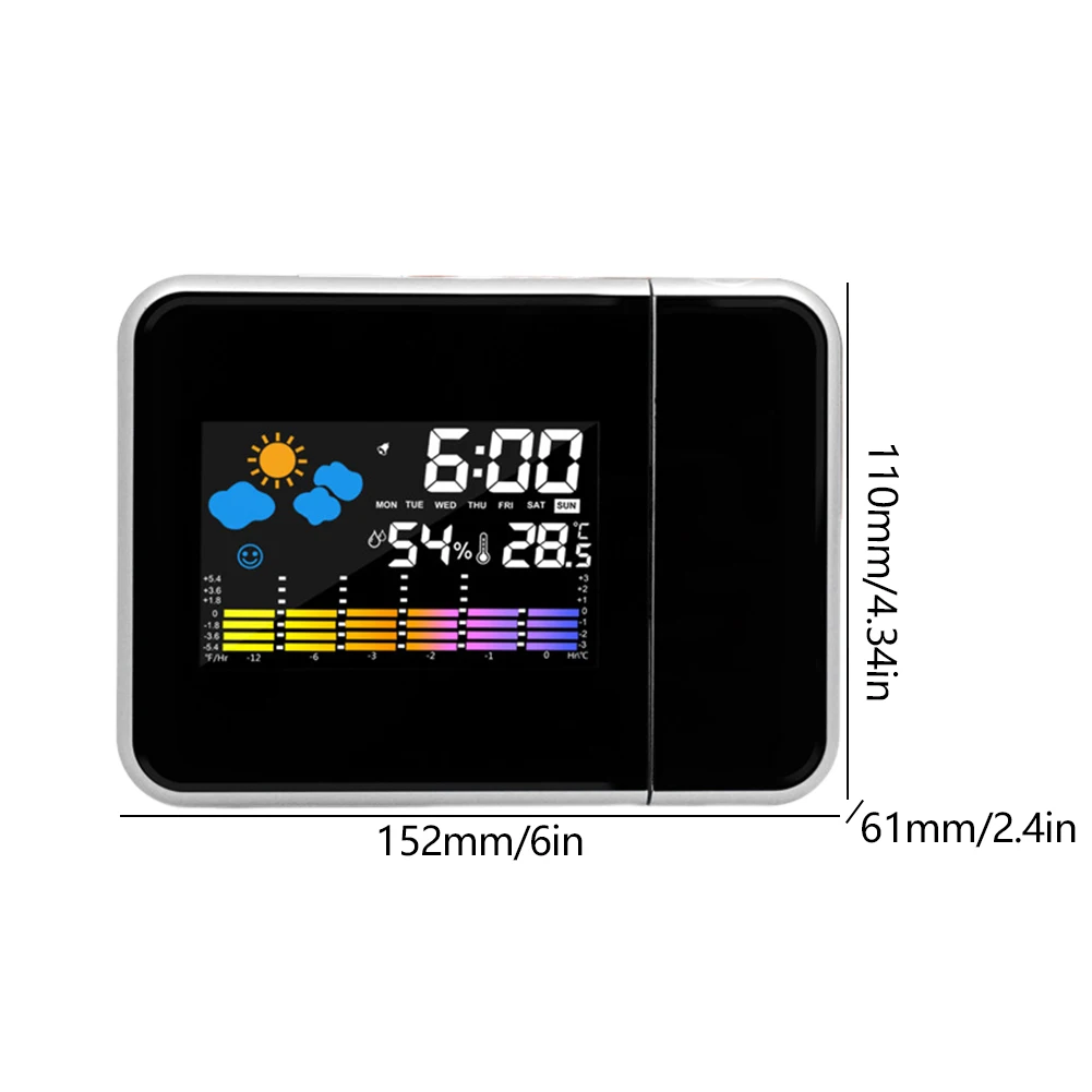 Orologio con Proiezione, Angolo di Proiezione Regolabile, Proiettore LED Digitale con Retroilluminazione Notturna per Casa, Soggiorno, Camera da Letto - immagine 6