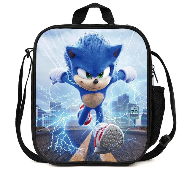 Portable Sonic Cartoon Lunch Box Multi-functional Lunch Bag With Handle And  Adjustable Strap For School Office Work Picnic