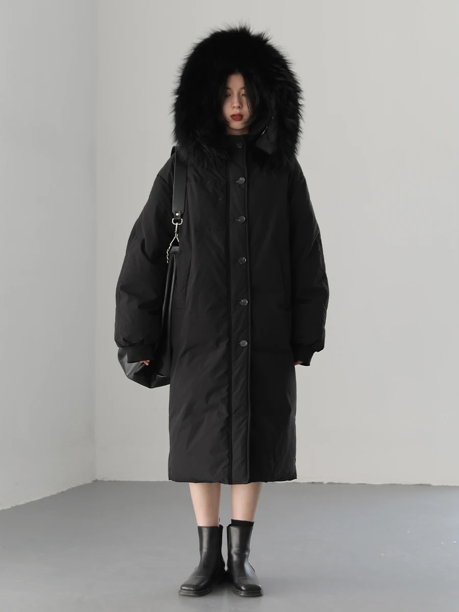 CHIC VEN Women\'s Down Coats Korean Hooded Long 90 White Duck Down Jacket Woman Thick Warm Overcoat Female Outerwears Winter 2022