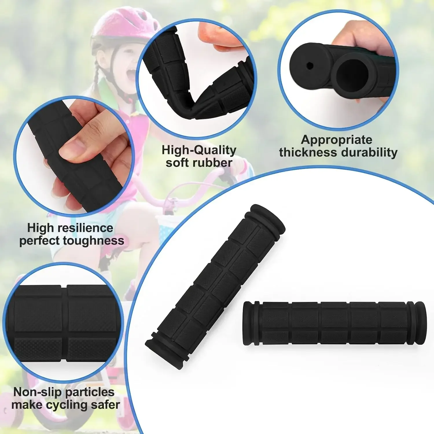 Bicycle Handlebar Grips Non-Slip Rubber Mushroom Grips For Kids Girls Boys Scooter Cruiser Seadoo Tricycle Whee