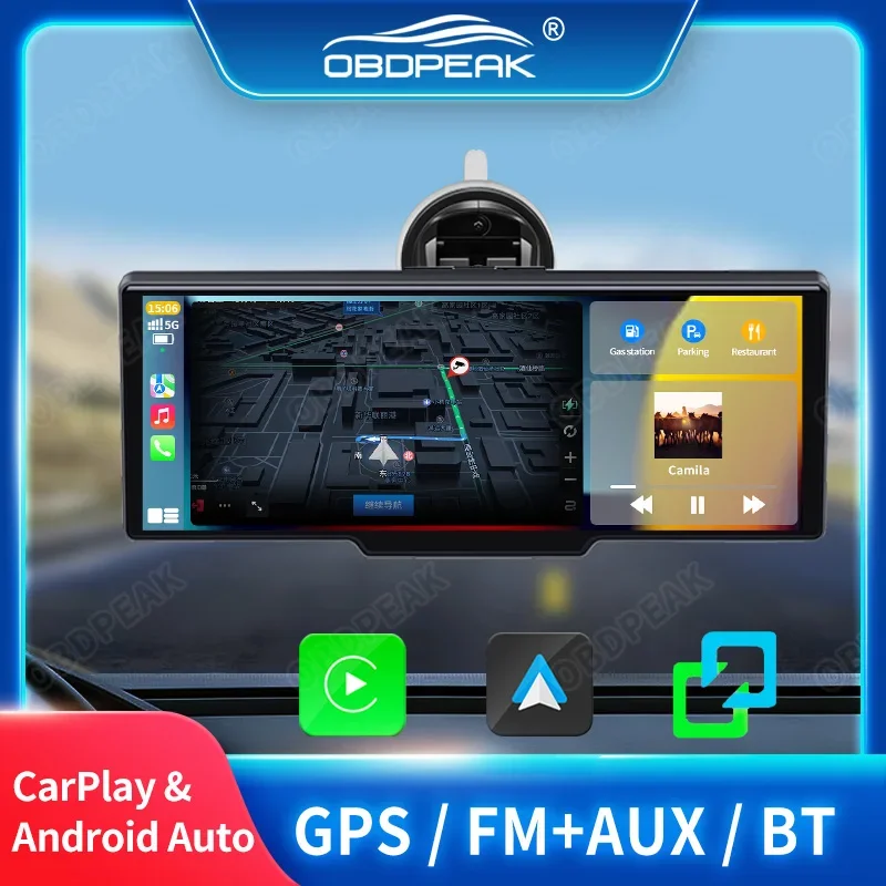 10.26 Inch Car Mirror Video GPS Navigation Wireless CarPlay & Android Auto 5G WiFi AUX Mirror Link BT Protable Player Universal car mirror navigation