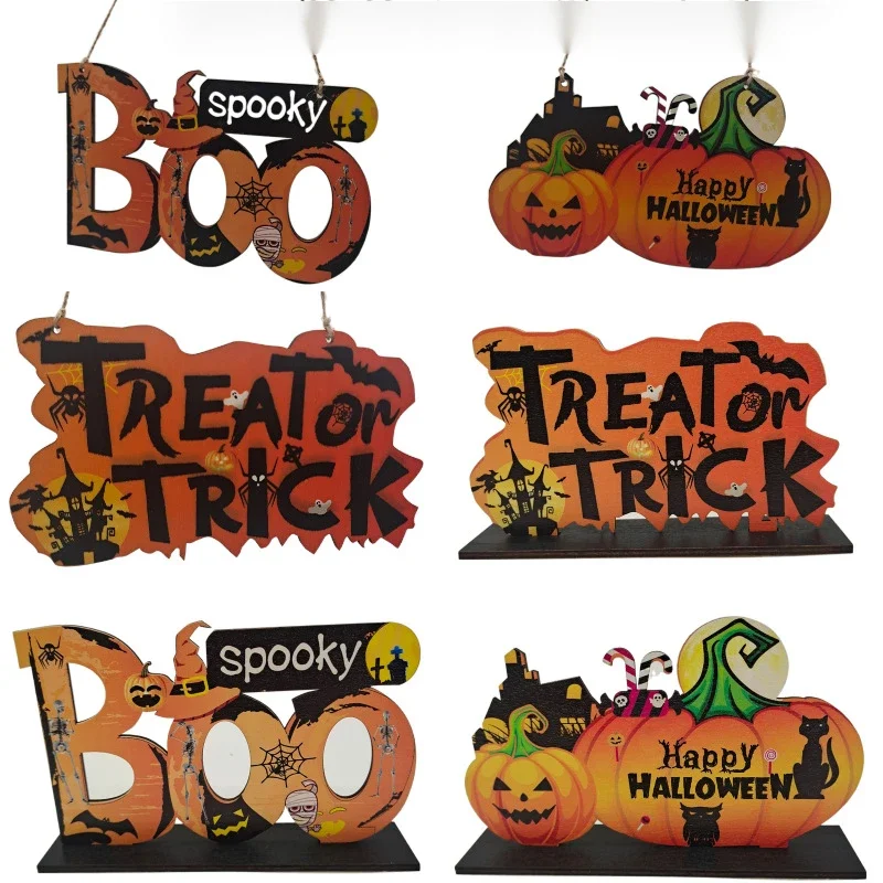 Ornamenti In Legno Di Halloween Zucca Fantasma Dolcetto O Scherzetto Pendenti Decorazione Per Feste Di Halloween Per La Porta Di Casa Cartelli Appesi 