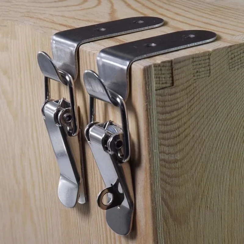 1/12Pcs 90 Degree Duck-mouth Buckle Hook Lock Silver Metal Spring Hasp Latch Catch Clamps Wooden Box Loaded Draw Clasp Hardware furniture hardware jewelry box hasps decorative latches buckle clamp