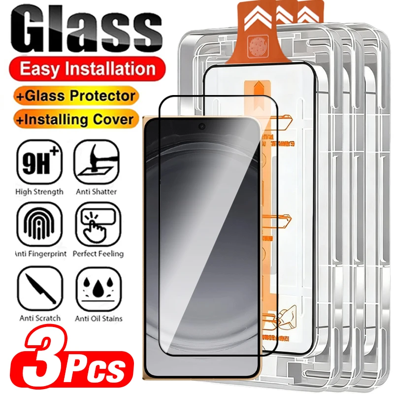 HD Screen Protector with Easy Install Cover & Anti-Shatter Tempered Glass Protective Film