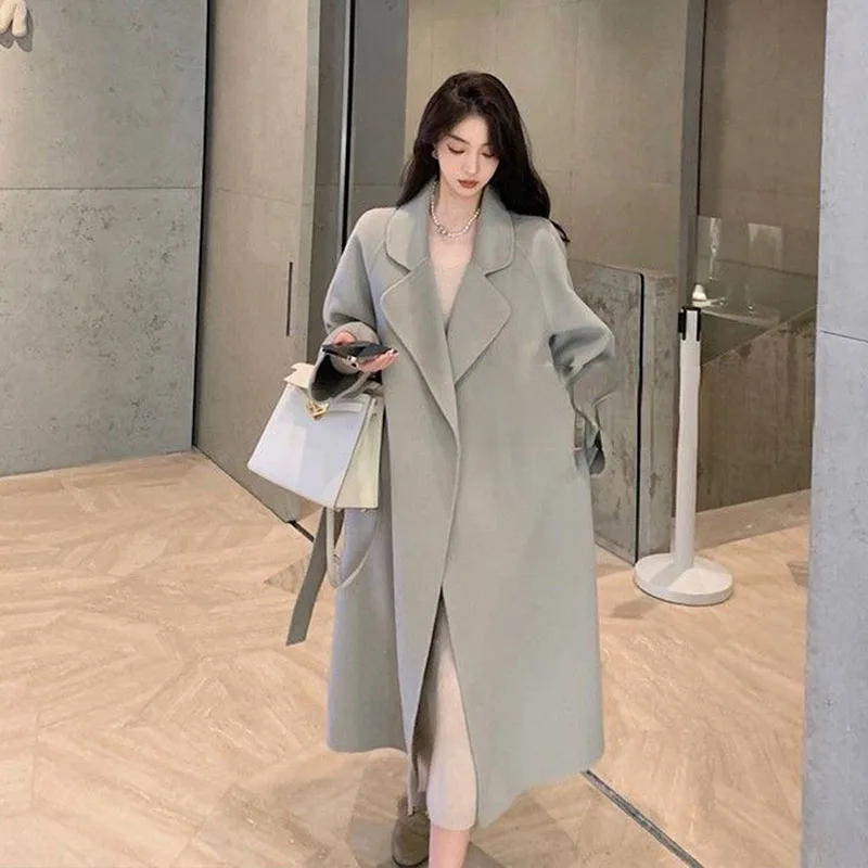 

2022 New Autumn and Winter High Grade Woolen Coat Design Sense Small Style Long Hepburn Style Woolen Coat Women