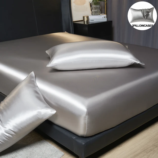Ensemble de draps de luxe en satin – hauteur 35 cm, taille King/Queen, comprend 2 taies d'oreiller, élégance intemporelle pour un sommeil dispertuer 1