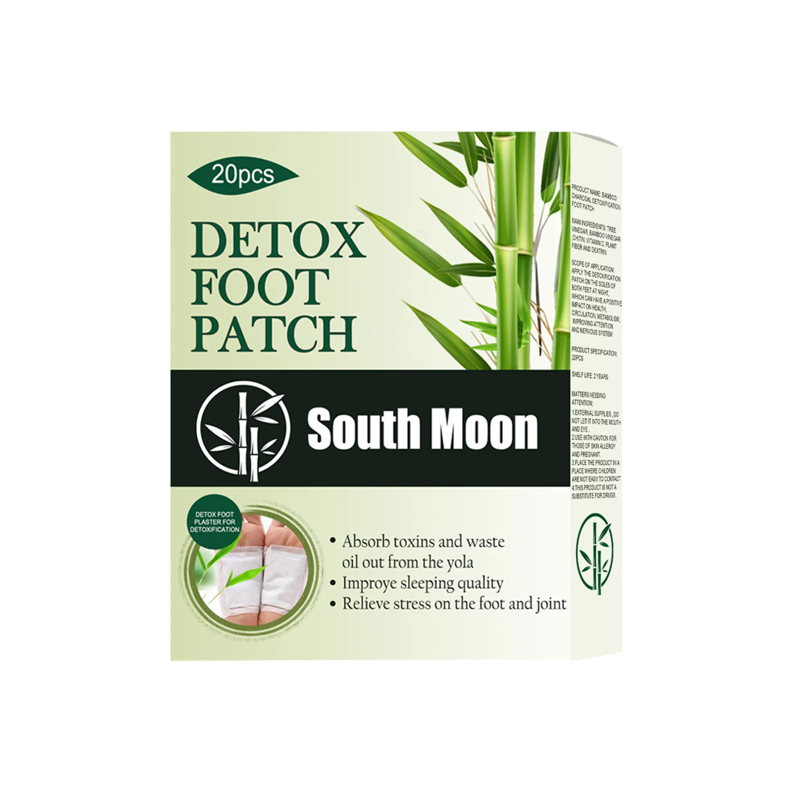 Detoxification Foot Sticker Improve Sleep Headache Back Pain Loss Weight Relieve Stress Remove Toxin Bamboo Charcoal Foot Patch natural herbal foot pads foot pads hallux valgus toe corrector varicose veins patch wormwood pain relief patch height growth foot patches