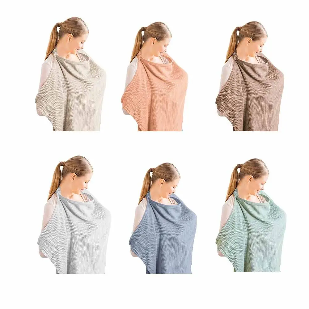 Breathable Cotton Breastfeeding Towel Adjustable Strap Nursing Cloak Nursing Cover Soft Fabric Solid Color Breastfeeding Shawl