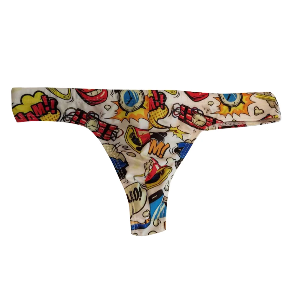 Men's Traditional Swim Thong Swimwear Fun Pop Style Low Rise Bikini Bathing Suit Sexy Swimsuit Beach Underwear with Drawstring - 6