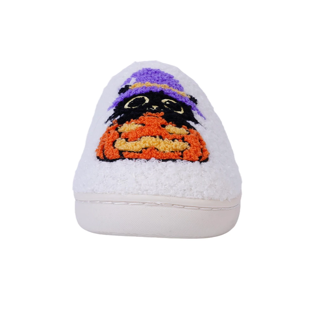 Herbst Winter Halloween Hausschuhe Frauen Schwarze Katze Kürbis Niedlichen Geist Plüsch Hausschuhe Flauschigen Bequeme Warme Indoor Hause Hausschuhe – Detail 22