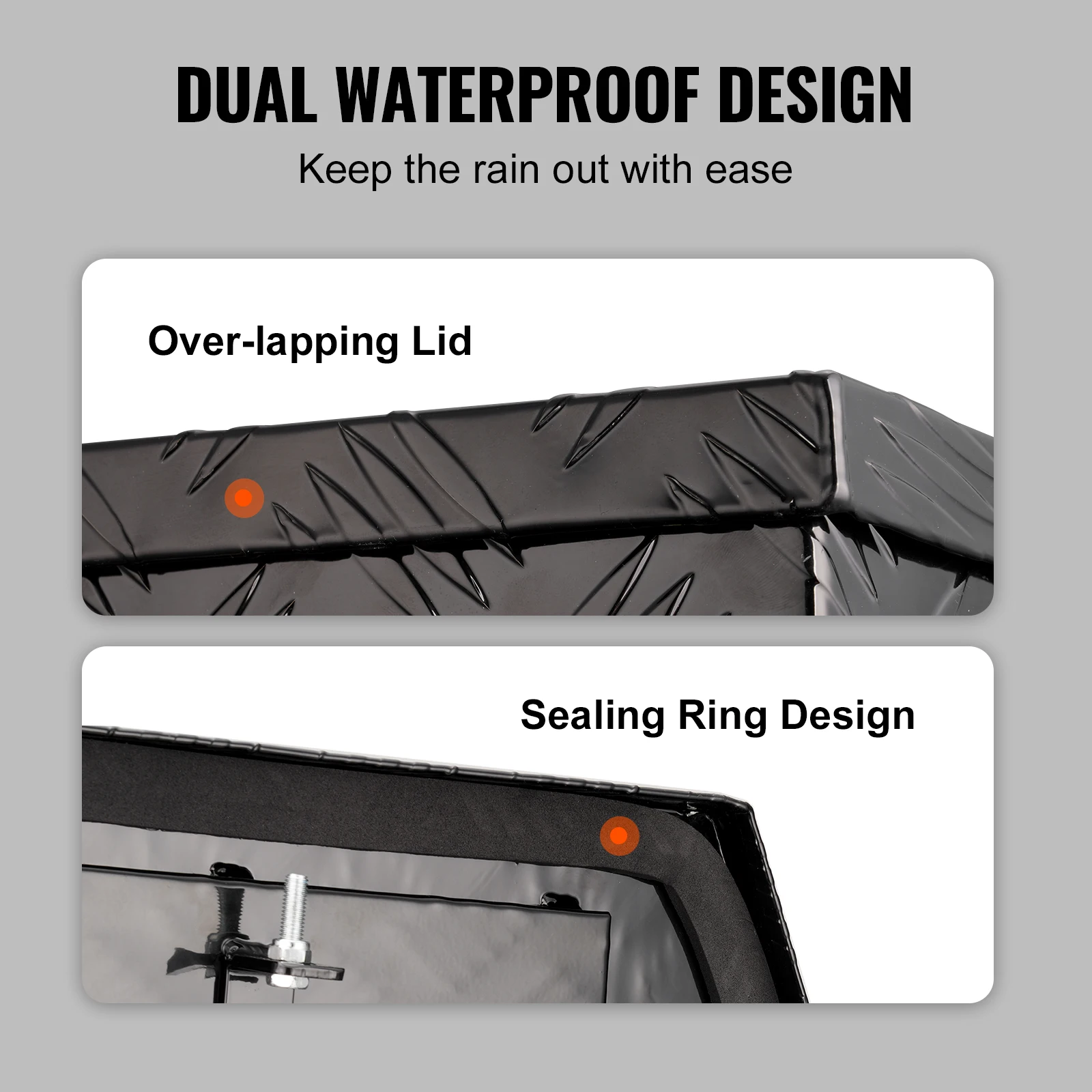 SucceBuy Trailer Tongue Box Aluminum Alloy Tongue Box Tool Chest Heavy Duty Trailer Box Utility Trailer Tongue Box for Pickup