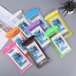 Waterproof Transparent Phone Pouch with Air Cushion & Hanging Strap - Multi - Color Options - PVC (Waterproof - Purple)