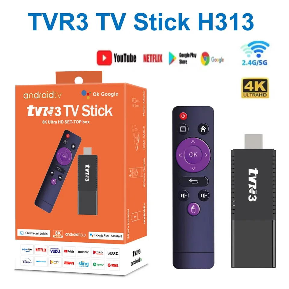 TVBOX Android TV Stick VOD視聴等 TVR3 Android 13.0 TV Stick 4K HD 2GB 16GB TV Box 2.4G Wifi Smart
