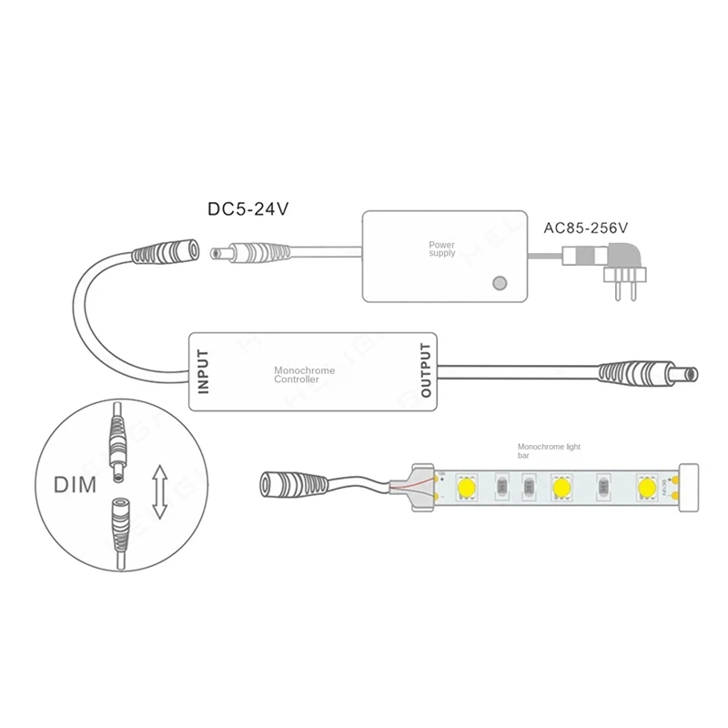 LED 조광기 DC5V-24V 밝기 조절 커넥터 스위치, 2X RF 리모컨, LED 스트립 조명용 14 키 조광기