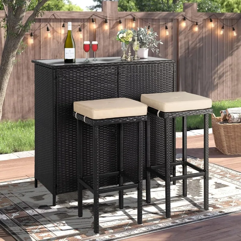 Ljustra Wicker Patio Outdoor Bar Set