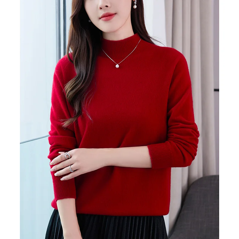 Cashmere Sweater Women Half turtleneck Solid color Pullovers 2025 Winter Autumn Cashmere Sweater Women 3