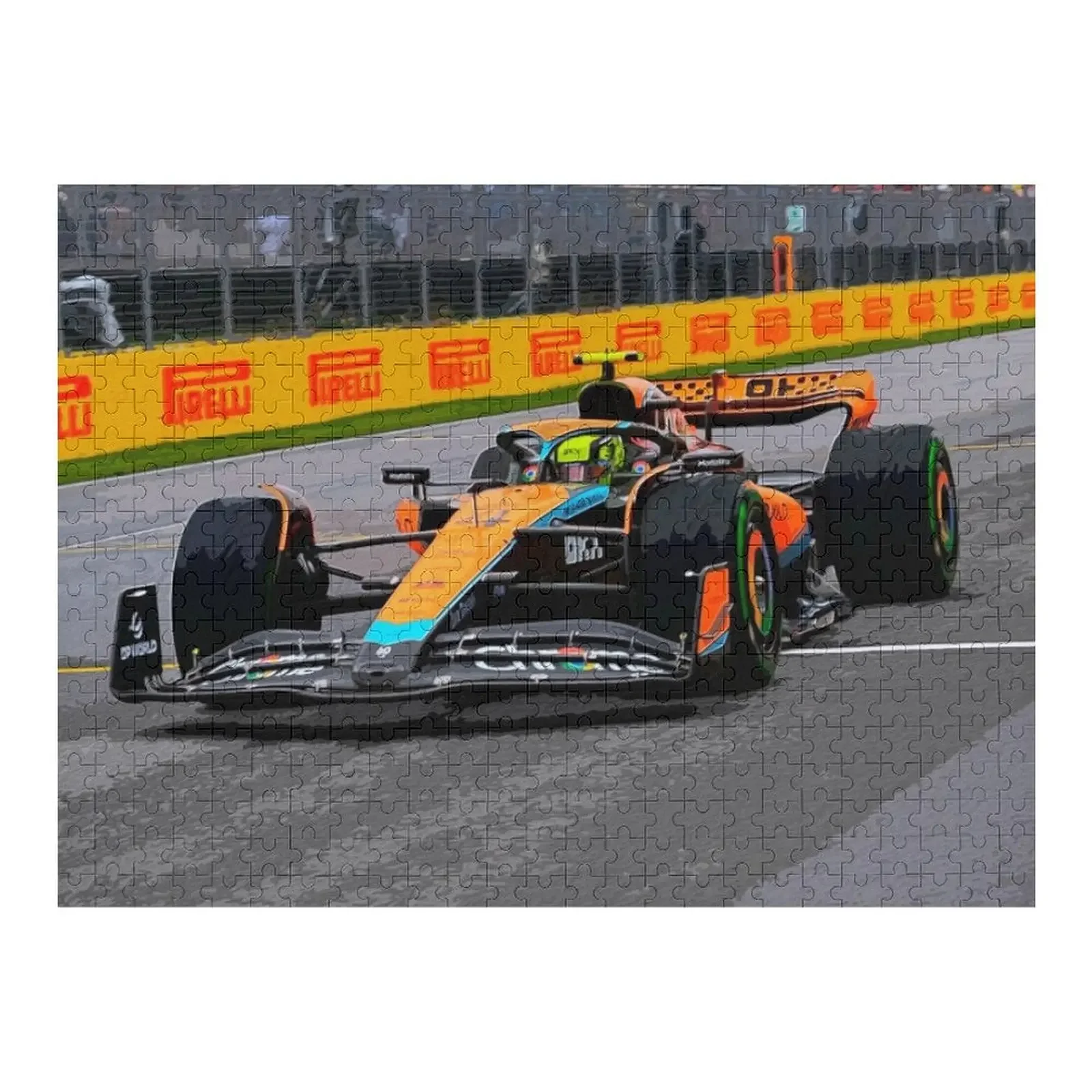 Lando Norris racing his 2023 F1 car in Canada Jigsaw Puzzle Works Of Art Woodens For Adults Custom Name Wood Puzzle
