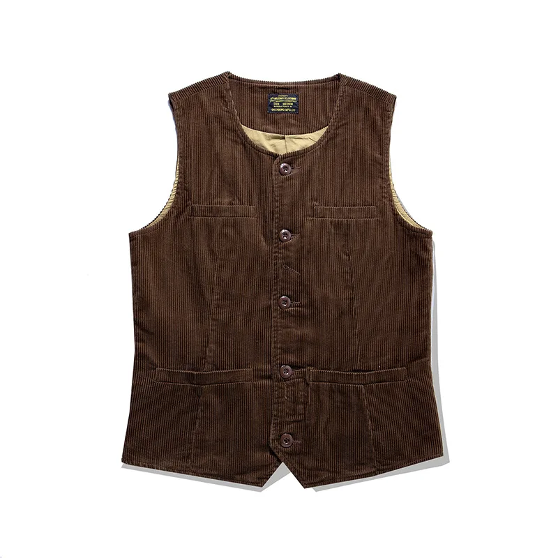 

Winter Fall Men Thick Corduroy Vintage Warm Casual Vest Solid Color Sleeveless Tops Railroad Worker Multi Pocket Cargo Waistcoat