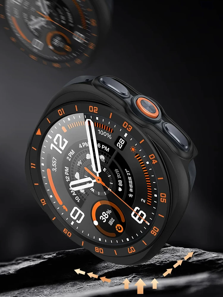Shockproof Tempered Glass Protective Watch Case - Hard PC Bumper Cover