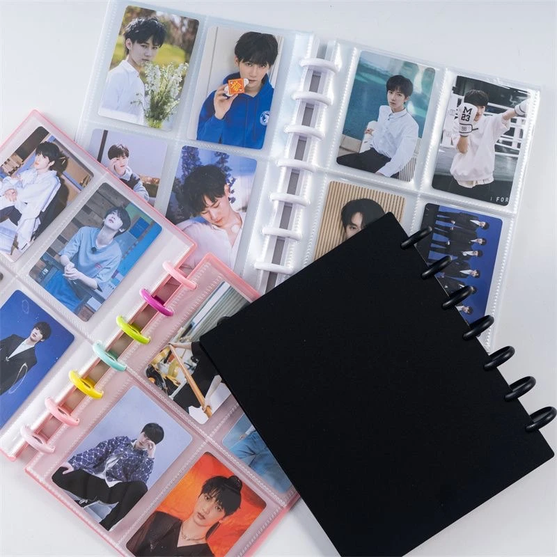 Rainbow Ring Photocard Album with 120 Slots and 3in 4-Pocket Clear Sleeves - Refillable ID Card Binder for Portable Kpop Idol Card Collection