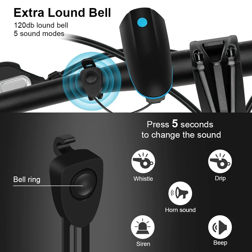 Rechargeable Bicycle Headlight Horn 3