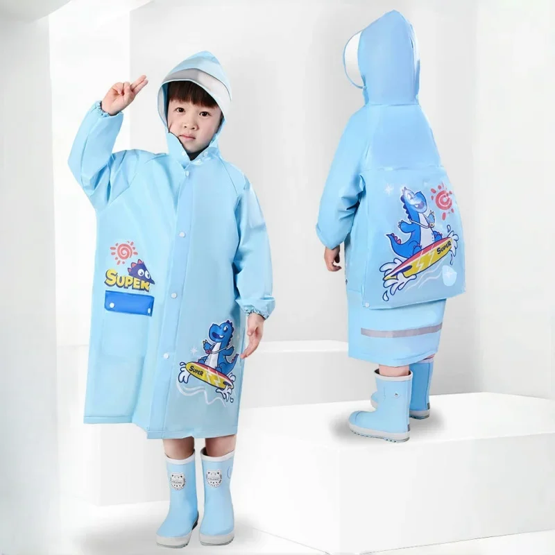 PVC Cute Kids Raincoat, Waterproof Children Dinosaur Unicorn Rain Poncho, Rain Coat Jacket With Backpack Position, Student RainWear, raincoat poncho