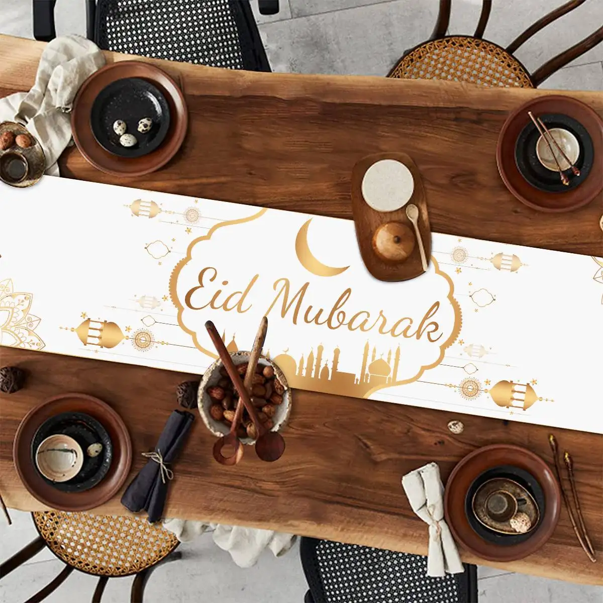 Ramadan Kareem Table Runner Eid Mubarak Decor 2025 for Home Ramadan Mubarak Islamic Muslim Party Eid Al-Fitr Gifts Ramadan Decor 4
