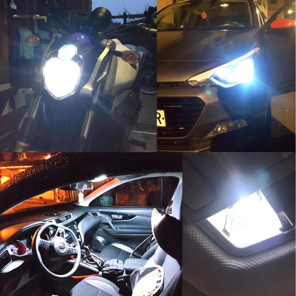 4X Super Bright W5W 194 T10 LED Glass Housing Cob Car Bulb White Red Blue Yellow Wedge License Plate Lamp Dome Tail Backup Light